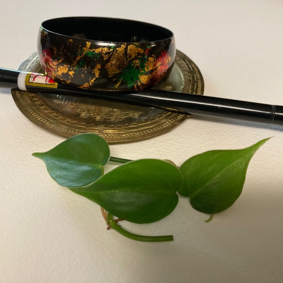 Vintage  Large 3" across Lightweight Colorful Statement Bracelet from Asia - Picture 2 of 8